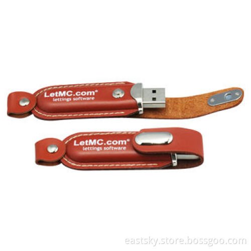 Leather Promotional Pen Drive, Logo Imprint and Advertisement Data Preloading are Warmly Welcome